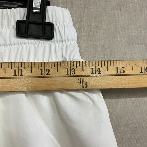 SILKWORLD Women's S White High Waist Running Zipper Pockets Athletic Shorts - Picture 10 of 11